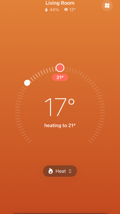 The Thermo climate screen heating to 21 degrees